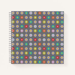 Retro kleurrijke bloem notitieboek
