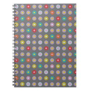 Retro kleurrijke bloem notitieboek