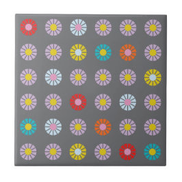 Retro kleurrijke bloem tegeltje