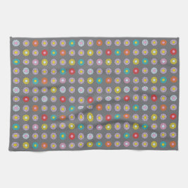 Retro kleurrijke bloem theedoek