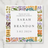 Retro Kleurrijke Bloemen Bruiloft Bedankjes Labels (Achterkant)