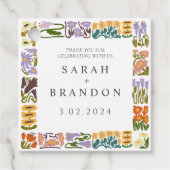 Retro Kleurrijke Bloemen Bruiloft Bedankjes Labels (Voorkant)