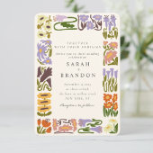  Retro Kleurrijke Bloemen Bruiloft Kaart