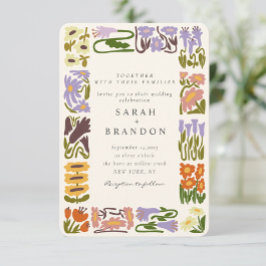  Retro Kleurrijke Bloemen Bruiloft Kaart