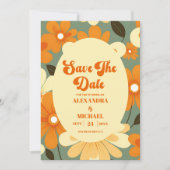 Retro Kleurrijke Bloemen Bruiloft Save The Date (Voorkant)