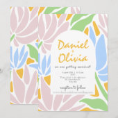 Retro Kleurrijke Bloemen Huwelijk Kaart (Voorkant / Achterkant)