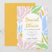 Retro Kleurrijke Bloemen Huwelijk Kaart (Voorkant / Achterkant)