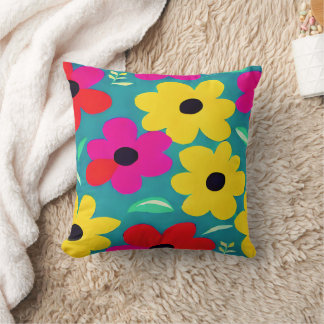 Retro Kleurrijke Bloemen Kinderkamer Kunst Kussen