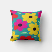 Retro Kleurrijke Bloemen Kinderkamer Kunst Kussen (Voorkant)