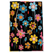  Retro Kleurrijke Bloemen Medium Cadeauzakje (Voorkant)