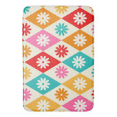 Retro Kleurrijke Bloemen op Harlekijndiamanten Badmat (Voorkant Verticaal)