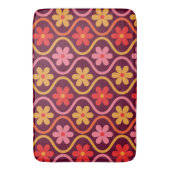 Retro Kleurrijke Bloemen op  Ogee Pattern Badmat (Voorkant Verticaal)