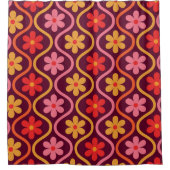 Retro Kleurrijke Bloemen op Ogee Pattern Douchegordijn (Voorkant)