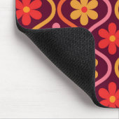 Retro Kleurrijke Bloemen op Ogee Pattern Muismat (Hoek)