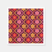 Retro Kleurrijke Bloemen op Ogee Pattern Servet (Voorkant)