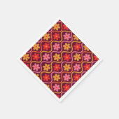 Retro Kleurrijke Bloemen op Ogee Pattern Servet (Hoek)