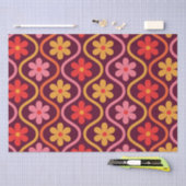 Retro Kleurrijke Bloemen op  Ogee Pattern Tissuepapier (Craft)