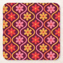 Retro Kleurrijke Bloemen op Vintage Ogee Patroon