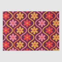 Retro Kleurrijke Bloemen op Vintage Ogee Patroon