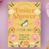 Retro Kleurrijke Bloementuin Foster Care Douche Kaart