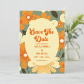 Retro Kleurrijke Bloemige Bruiloft Save The Date (Staand voorkant)