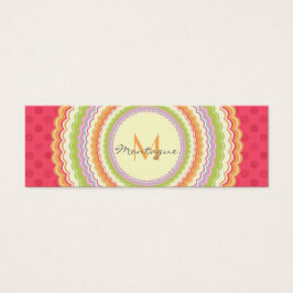 Retro Kleurrijke Bloemmacht Monogram Afspraak Mini Visitekaartjes