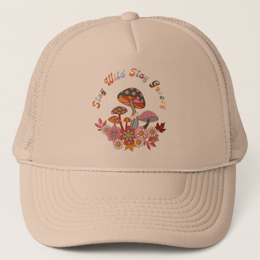 Retro kleurrijke boho bloemen groovy bloemenontwer trucker pet (Voorkant)