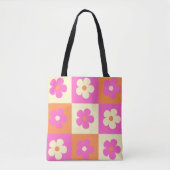 Retro Kleurrijke BOHO Bloemen Patroon Tote Bag (Voorkant)