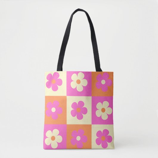 Retro Kleurrijke BOHO Bloemen Patroon Tote Bag (Voorkant)