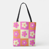 Retro Kleurrijke BOHO Bloemen Patroon Tote Bag (Achterkant)