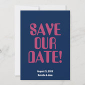 Retro Kleurrijke Bold 70s Unieke Groovy Bruiloft Save The Date (Voorkant)