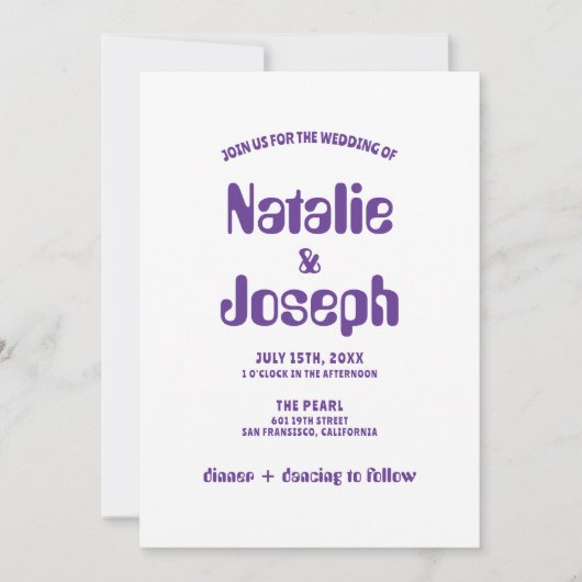 Retro Kleurrijke Bold Groovy Heldere Moderne Bruil Kaart (Voorkant)