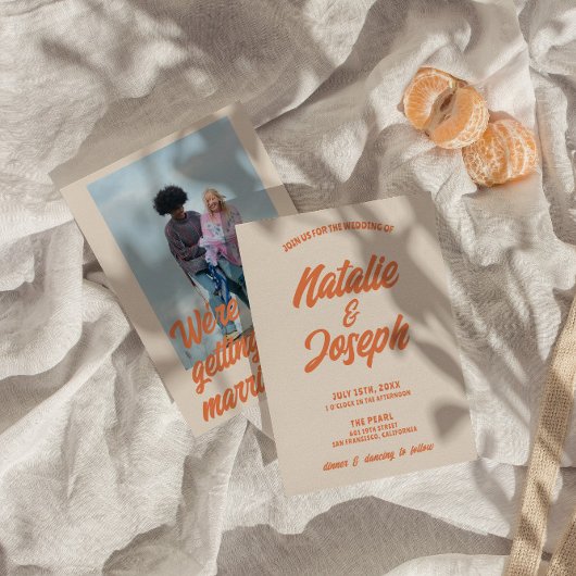 Retro Kleurrijke Bold Heldere Funky Moderne Bruilo Kaart