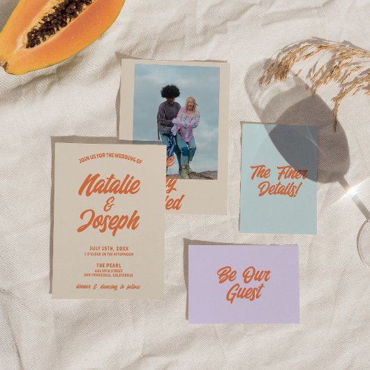 Retro Kleurrijke Bold Heldere Funky Moderne Bruilo Kaart