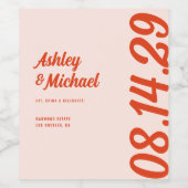 Retro Kleurrijke & Bold Wedding Wijn Etiket (Enkel label)