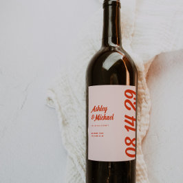 Retro Kleurrijke & Bold Wedding Wijn Etiket
