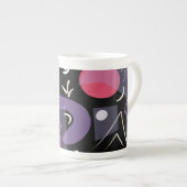 Retro kleurrijke bone china mok (Voorkant rechts)