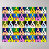 Retro Kleurrijke Border Collie Pop Art Groot Poster (Voorkant)