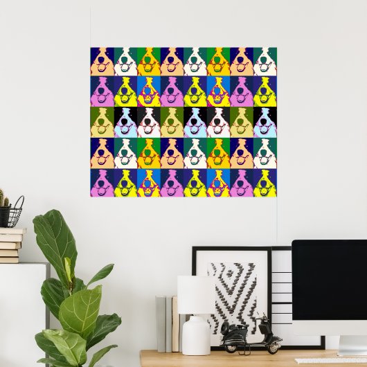 Retro Kleurrijke Border Collie Pop Art Groot Poster (Thuiskantoor)