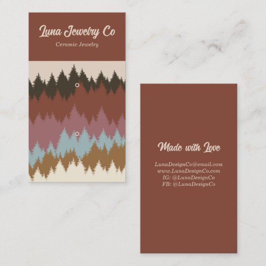 Retro Kleurrijke Bos 2 Speld Sieraden Visitekaartj Visitekaartje (Voorkant / Achterkant)