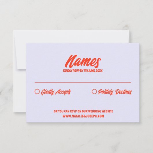 Retro Kleurrijke Bright Bold Funky Moderne Bruilof RSVP Kaartje (Voorkant)