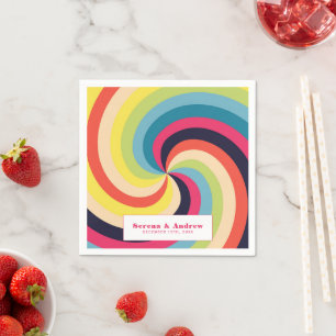 Retro Kleurrijke Bruiloft Servet