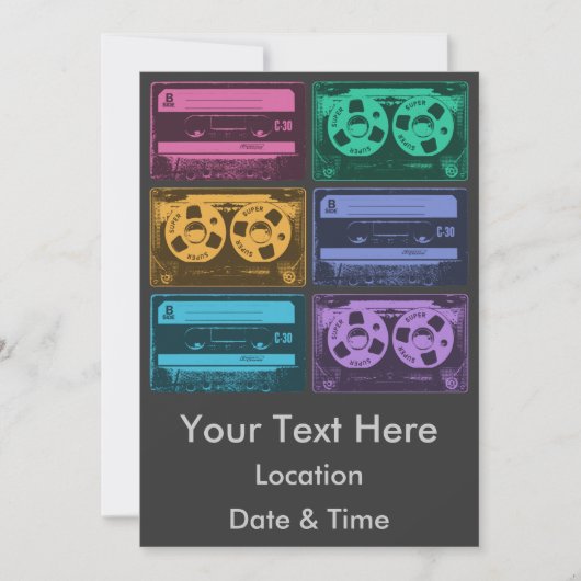 Retro Kleurrijke Cassettebandjes Kaart (Voorkant)