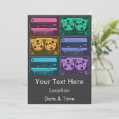 Retro Kleurrijke Cassettebandjes Kaart (Staand voorkant)