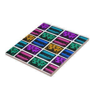 Retro Kleurrijke Cassettebandjes Tegeltje