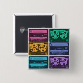 Retro Kleurrijke Cassettebandjes Vierkante Button 5,1 Cm (Voorkant /achterkant)