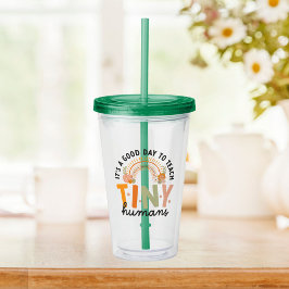 Retro Kleurrijke Citaat voor Kleuterleidster Acryl Drinkbeker