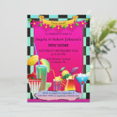 Retro Kleurrijke Cocktail Party Housewarming Kaart (Staand voorkant)