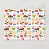 Retro kleurrijke cupcake patroon briefkaart (Voorkant)
