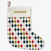 Retro kleurrijke diamant eenvoudig kleine kerstsok (Voorkant)